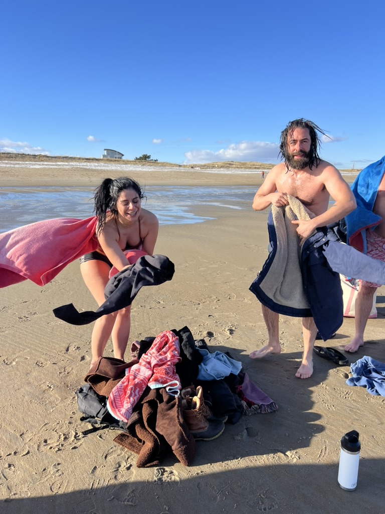 Ken and Emily after a polar plunge